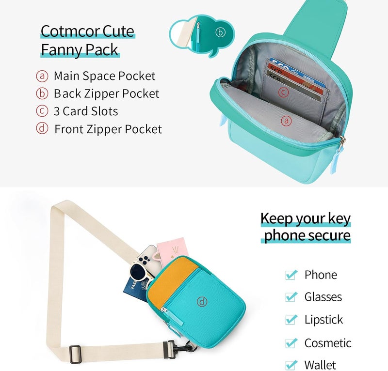 cotmcor Store Valentines Day Gifts for Kids: Fanny Pack Birthday Gift for 8 9 10 11 12 Year Old Teen Girls Trendy Stuff, Preppy Colorblock Crossbody Bag Adjustable Sling Belt Bags Purse for Travel Outdoor - Image 4